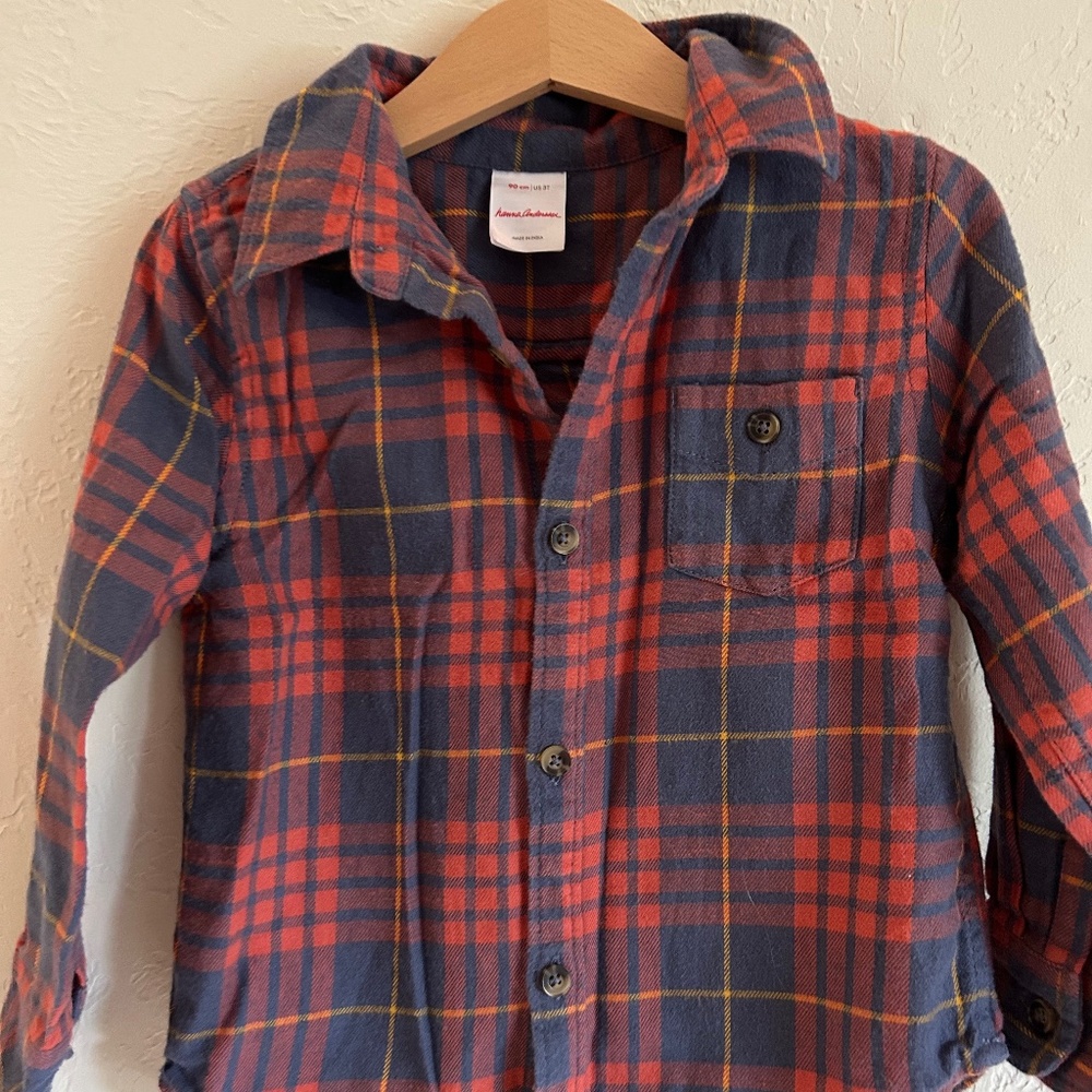 Hanna Andersson 3T 100% cotton plaid button shirt